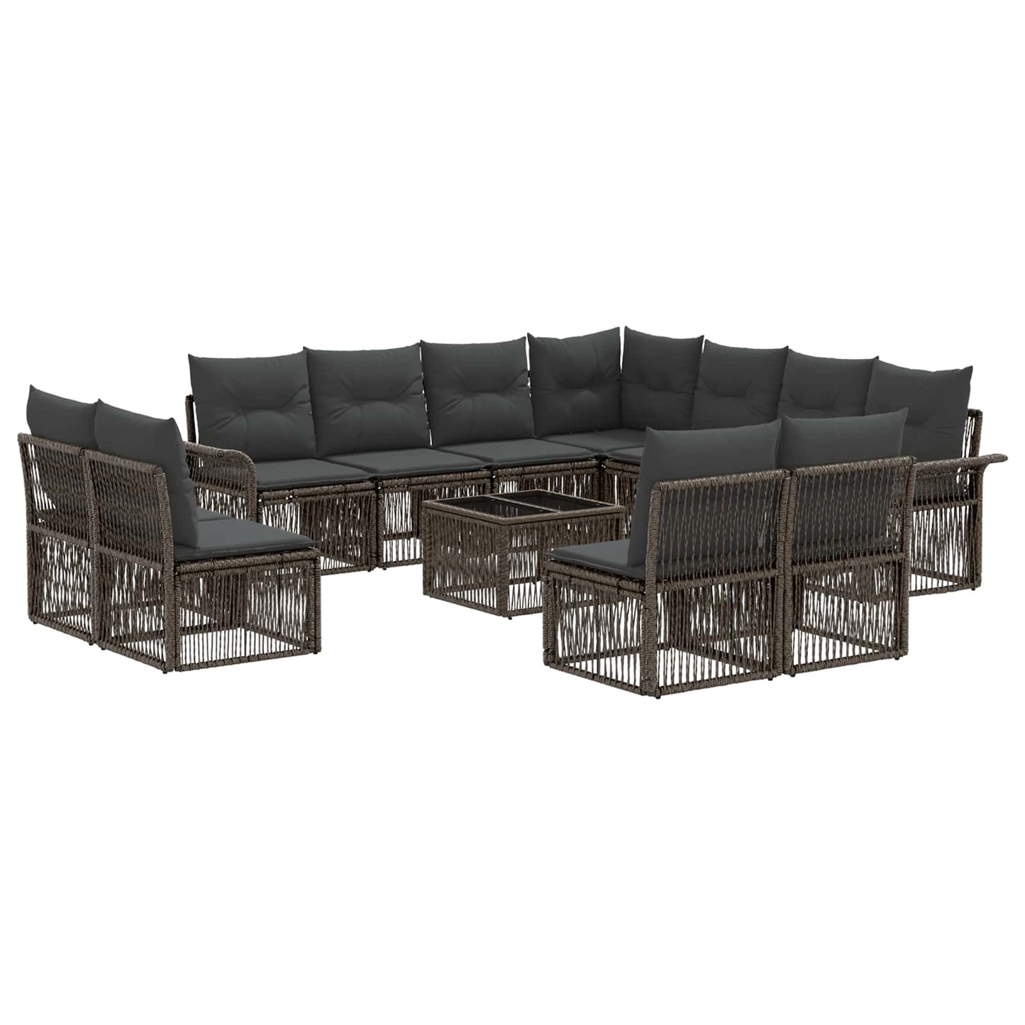 Tuinbankenset 12 pcs Grijs poly rattan