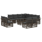 Tuinbankenset poly rattan grijs 11 zitplaatsen