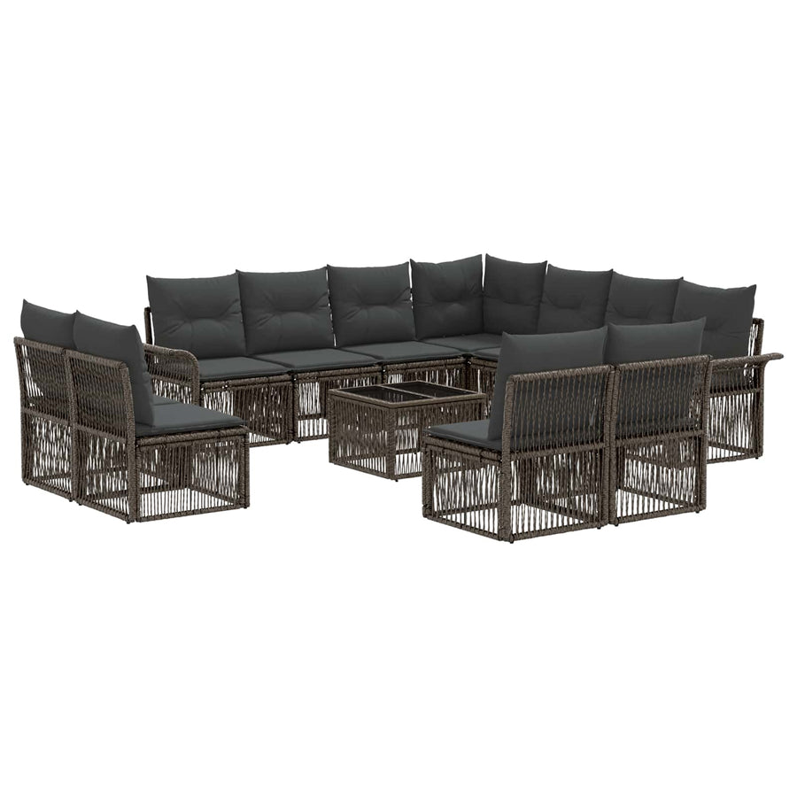 Tuinbankenset 12 pcs Grijs poly rattan