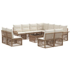 Garden bench set 12 pcs Beige poly rattan