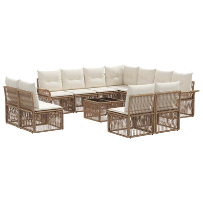 Tuinbankenset 12 pcs Beige poly rattan