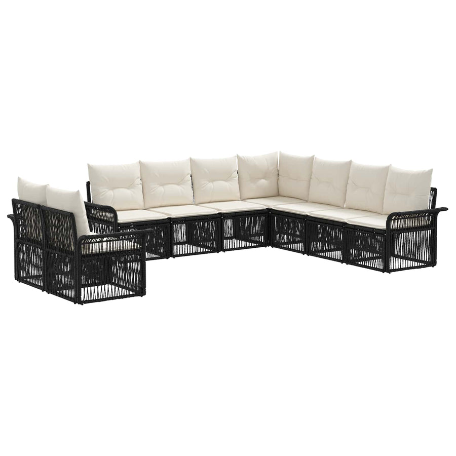 Tuinbankenset 9 pcs Zwart poly rattan