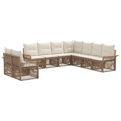 Tuinbankenset 9 pcs Beige poly rattan