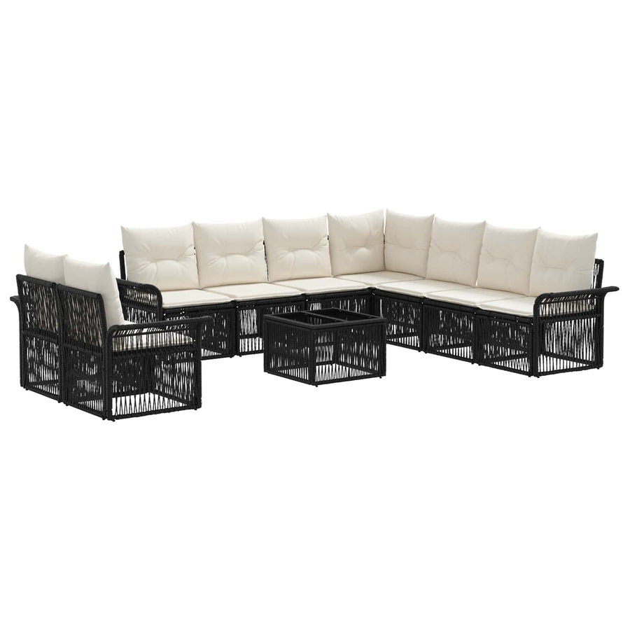 Tuinbankenset 10 pcs Zwart poly rattan