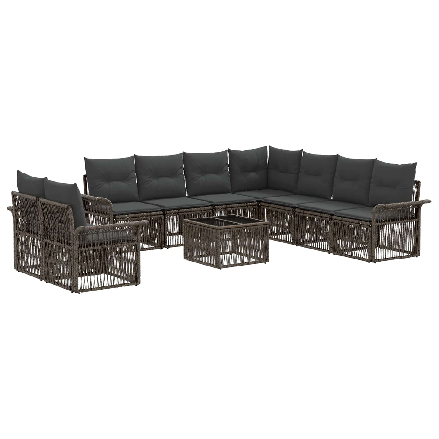 Tuinbankenset 10 pcs Grijs poly rattan