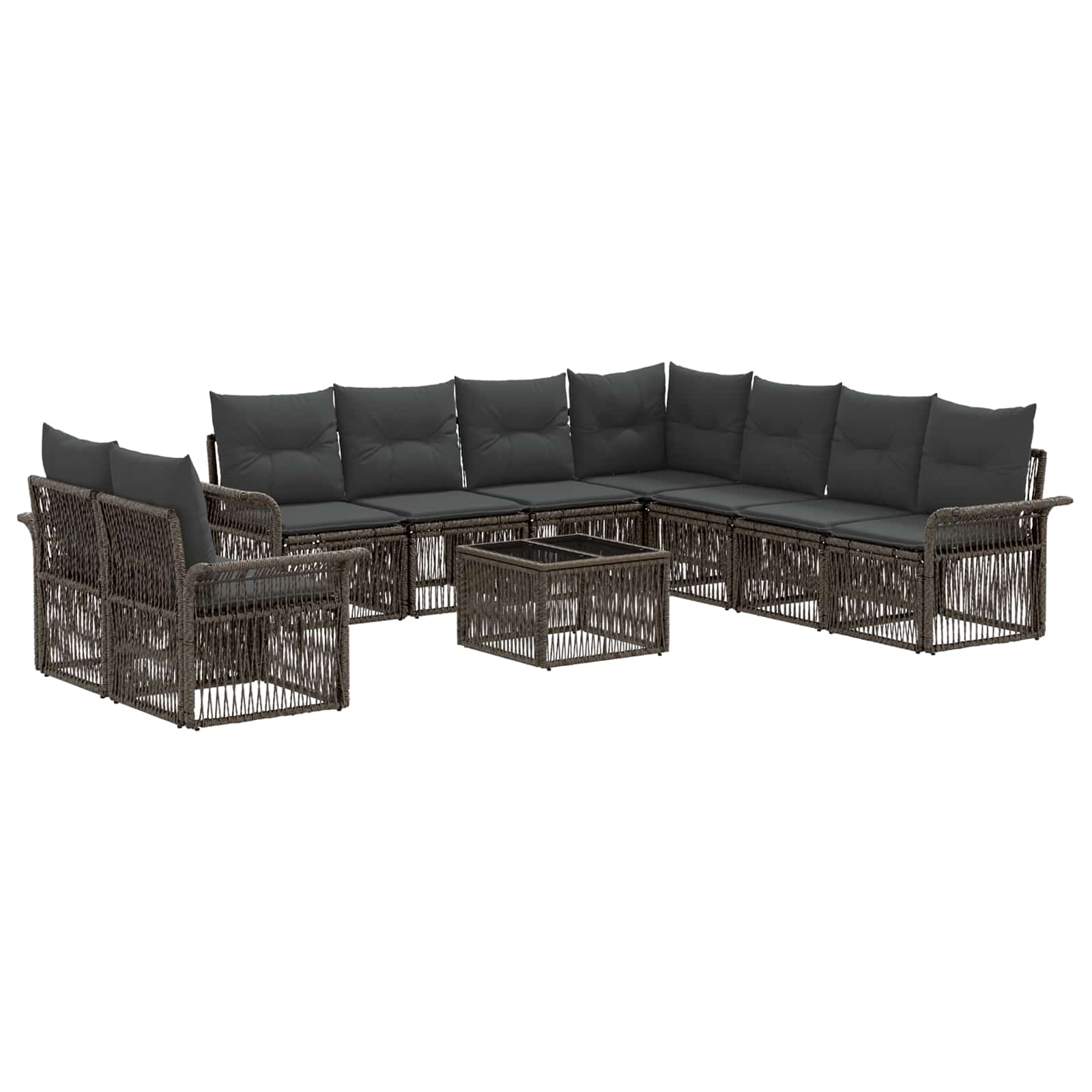 Tuinbankenset 10 pcs Grijs poly rattan