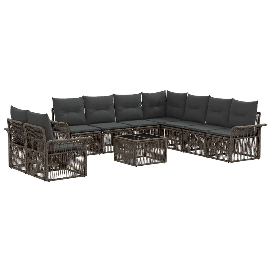 Tuinbankenset 10 pcs Grijs poly rattan