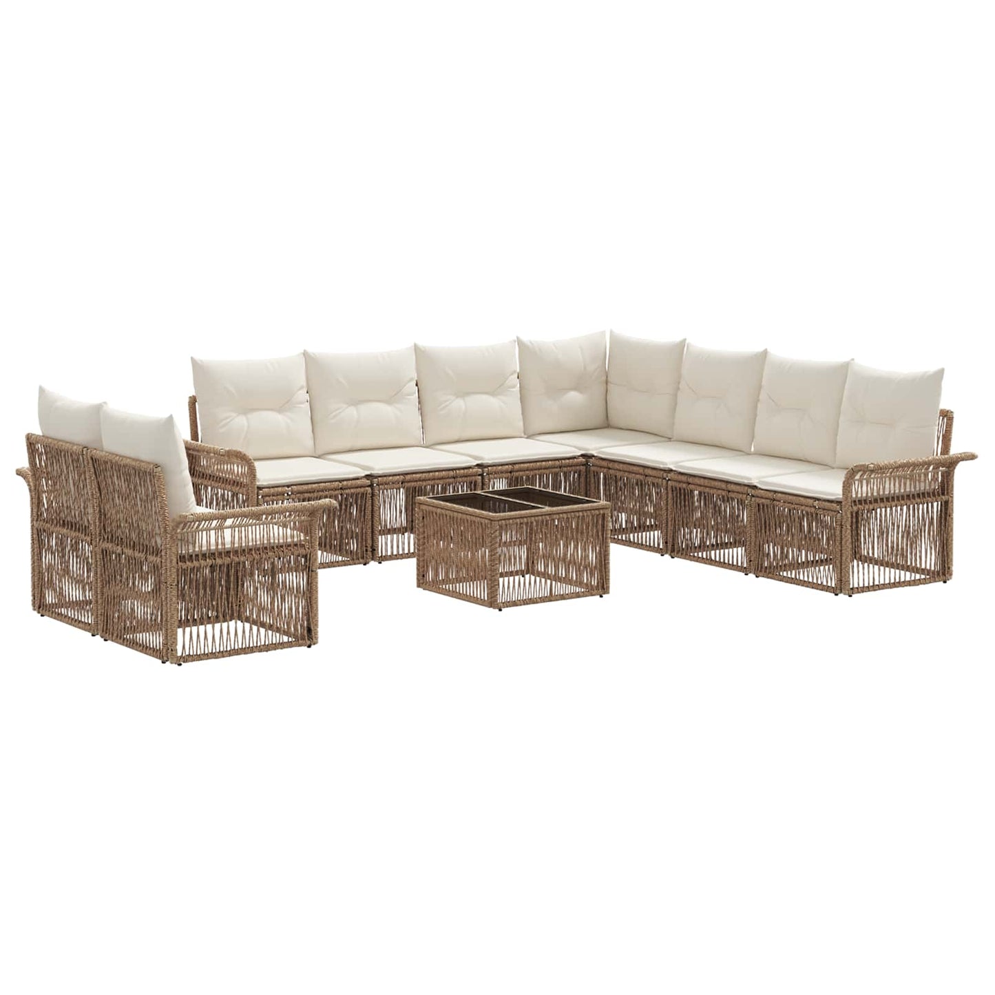 Tuinbankenset 10 pcs Beige poly rattan