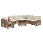 Tuinbankenset poly rattan beige 10-delig