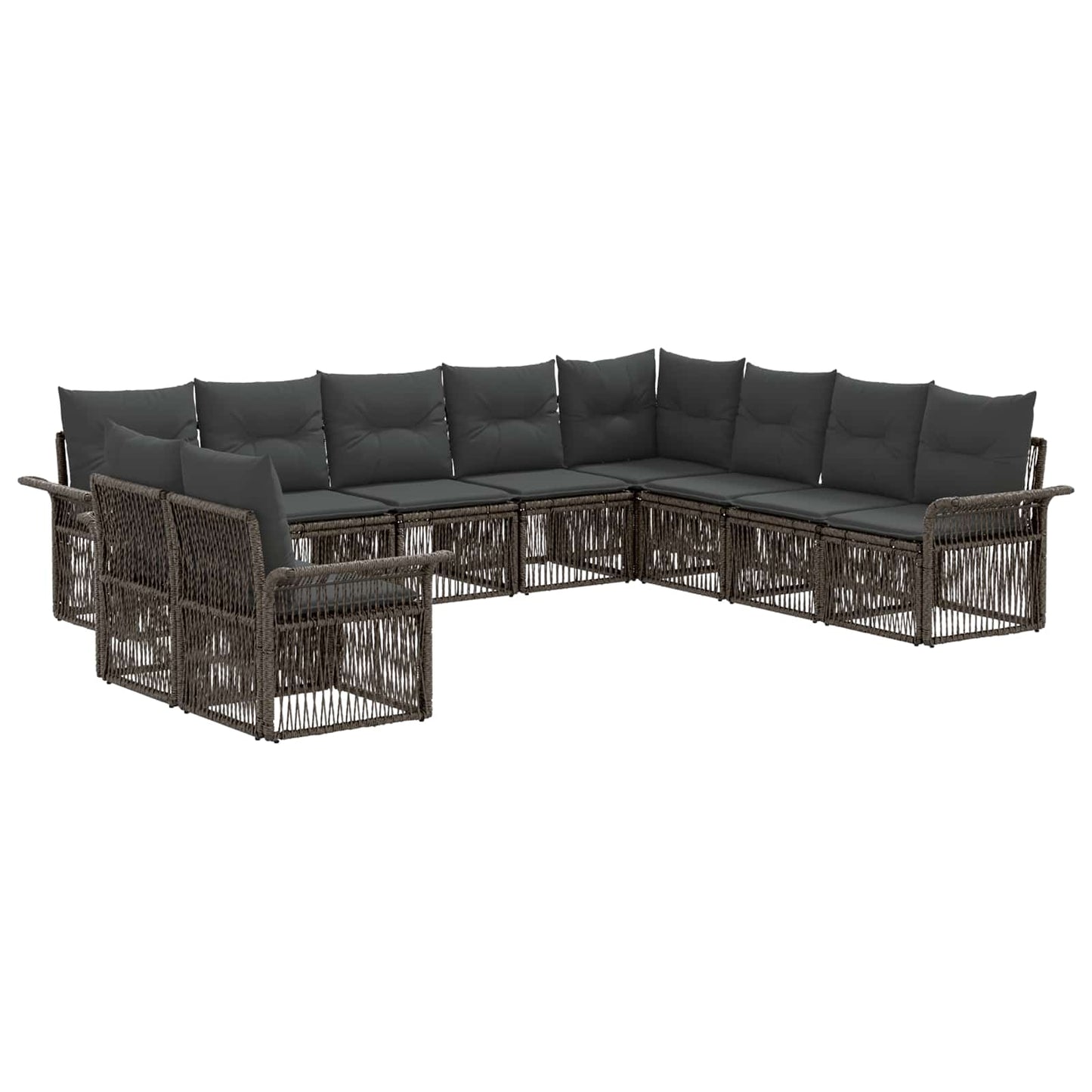 Tuinbankenset 10 pcs Grijs poly rattan