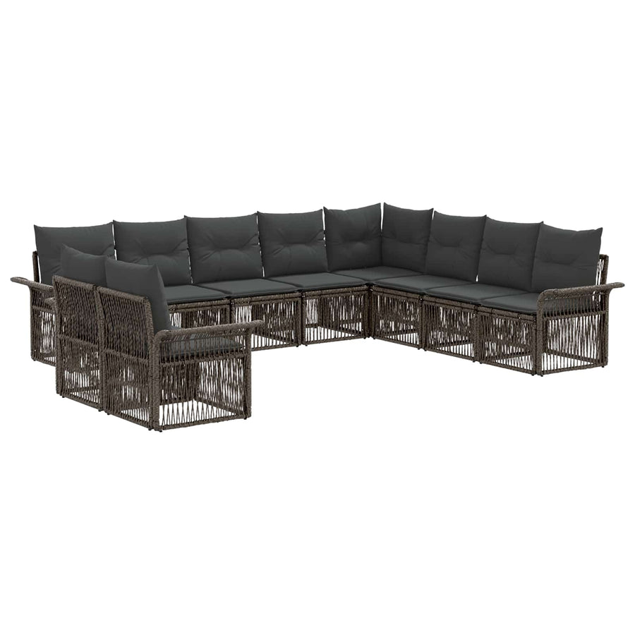 Tuinbankenset 10 pcs Grijs poly rattan