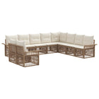 Tuinbankenset poly rattan 10-delig beige