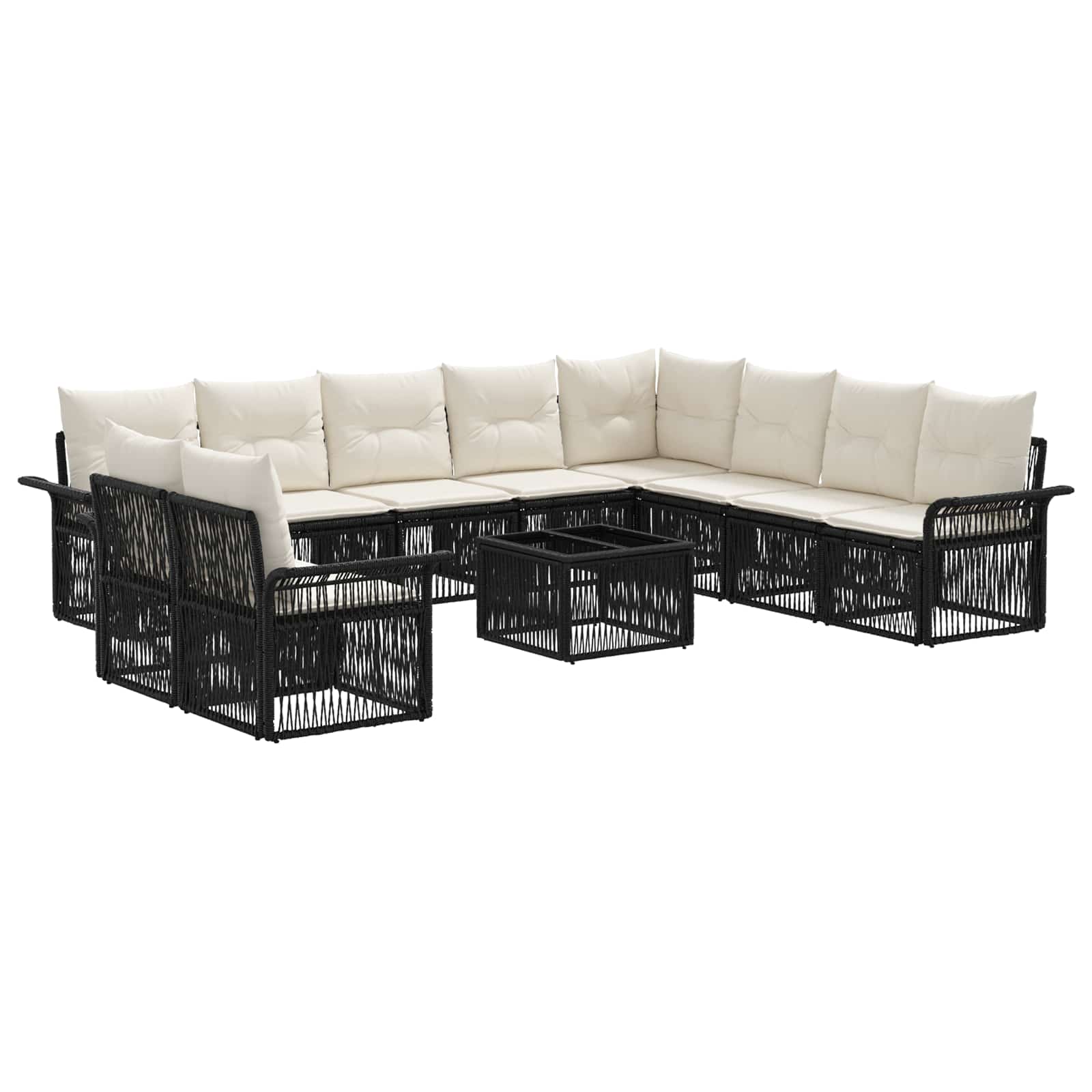 Tuinbankenset 11 pcs Zwart poly rattan