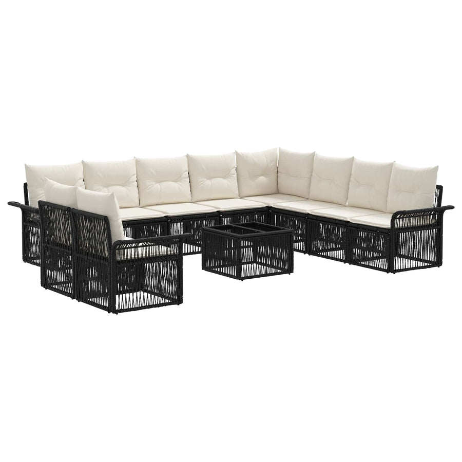 Tuinbankenset 11 pcs Zwart poly rattan