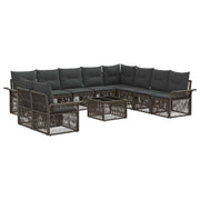 Tuinbankenset poly rattan grijs 11-delig