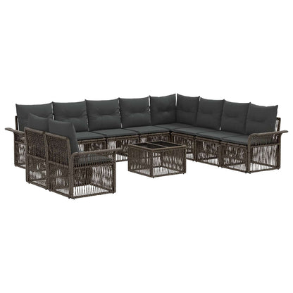 Tuinbankenset 11 pcs Grijs poly rattan