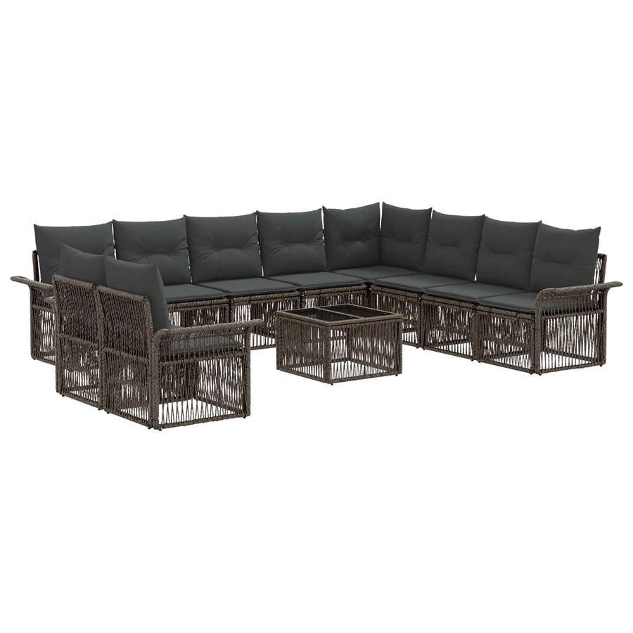 Tuinbankenset 11 pcs Grijs poly rattan