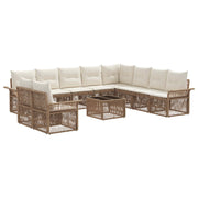 Tuinbankenset poly rattan beige 11-delig