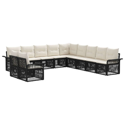 Tuinbankenset 11 pcs Zwart poly rattan