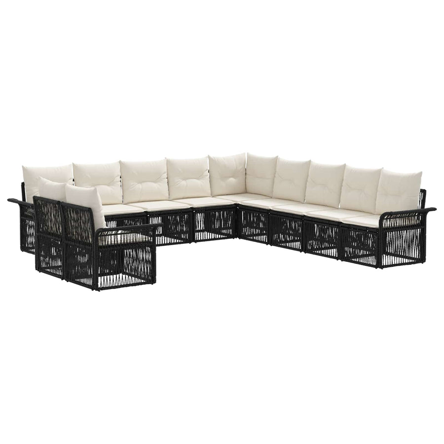 Tuinbankenset 11 pcs Zwart poly rattan
