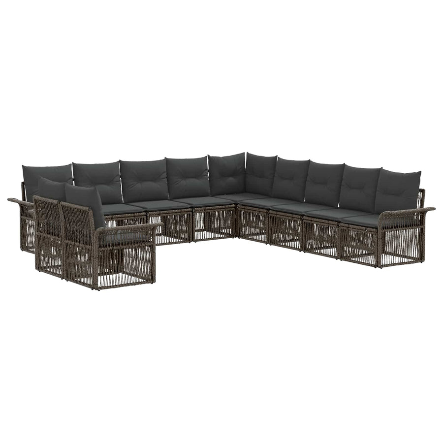 Tuinbankenset 11 pcs Grijs poly rattan