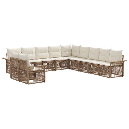 Tuinbankenset 11 pcs Beige poly rattan