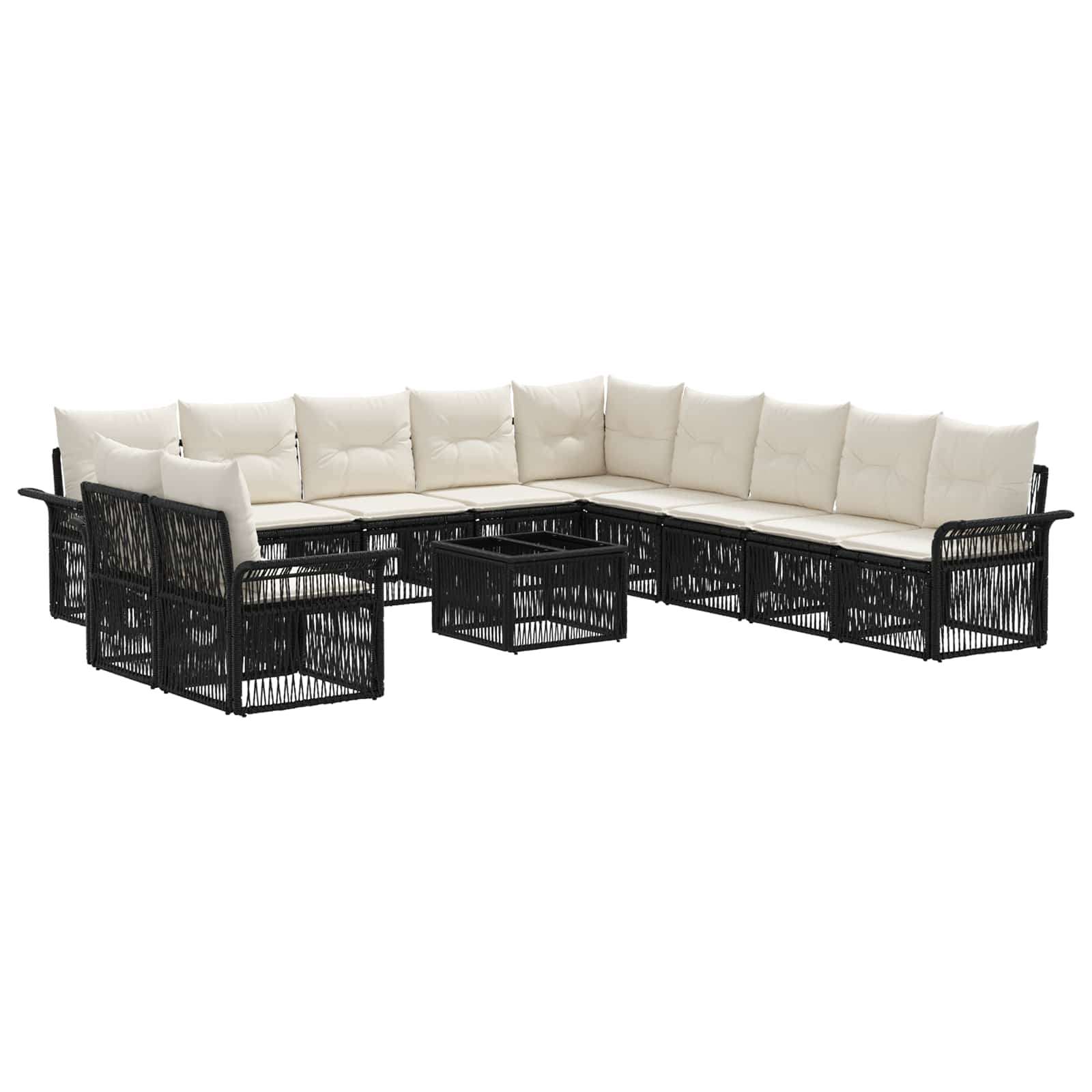 Tuinbankenset 12 pcs Zwart poly rattan