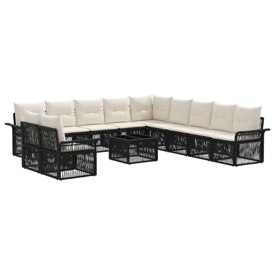 Tuinbankenset 12 pcs Zwart poly rattan