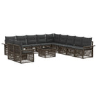 Garden Bench Set 12 pcs Grey poly rattan