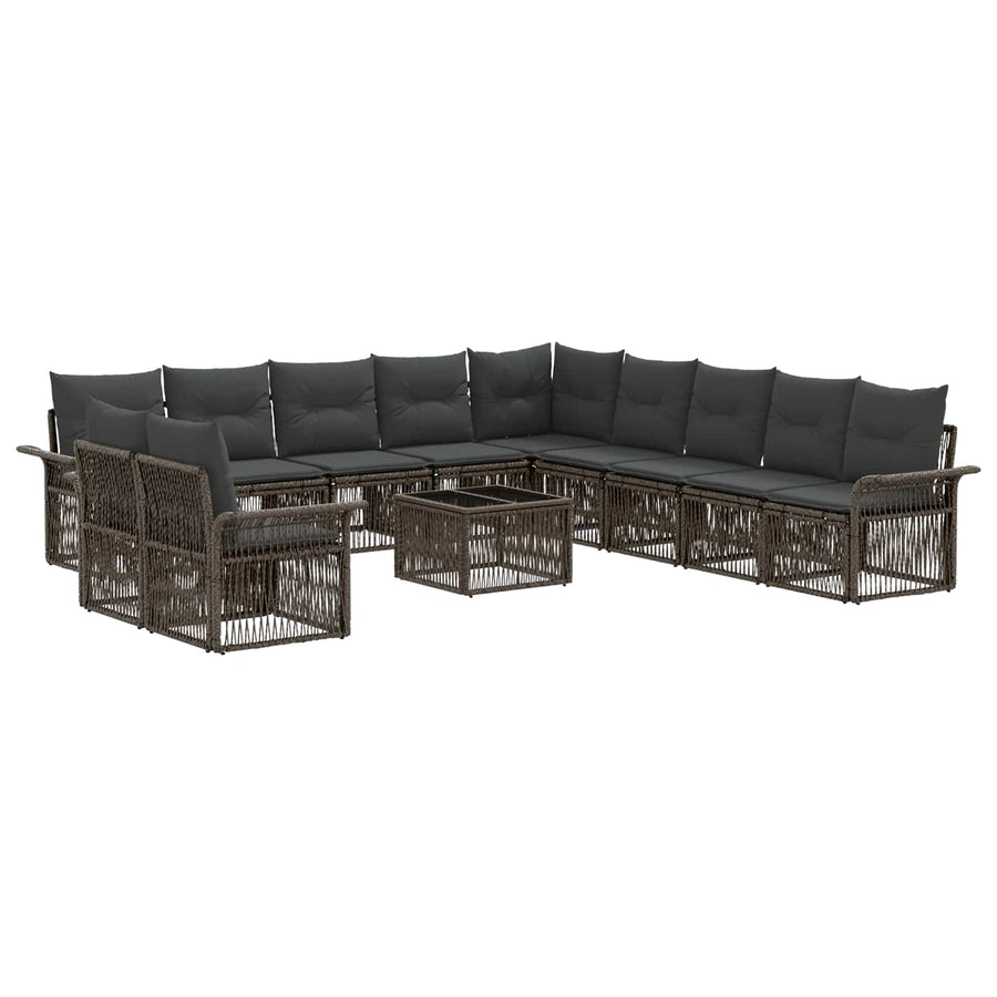 Tuinbankenset 12 pcs Grijs poly rattan