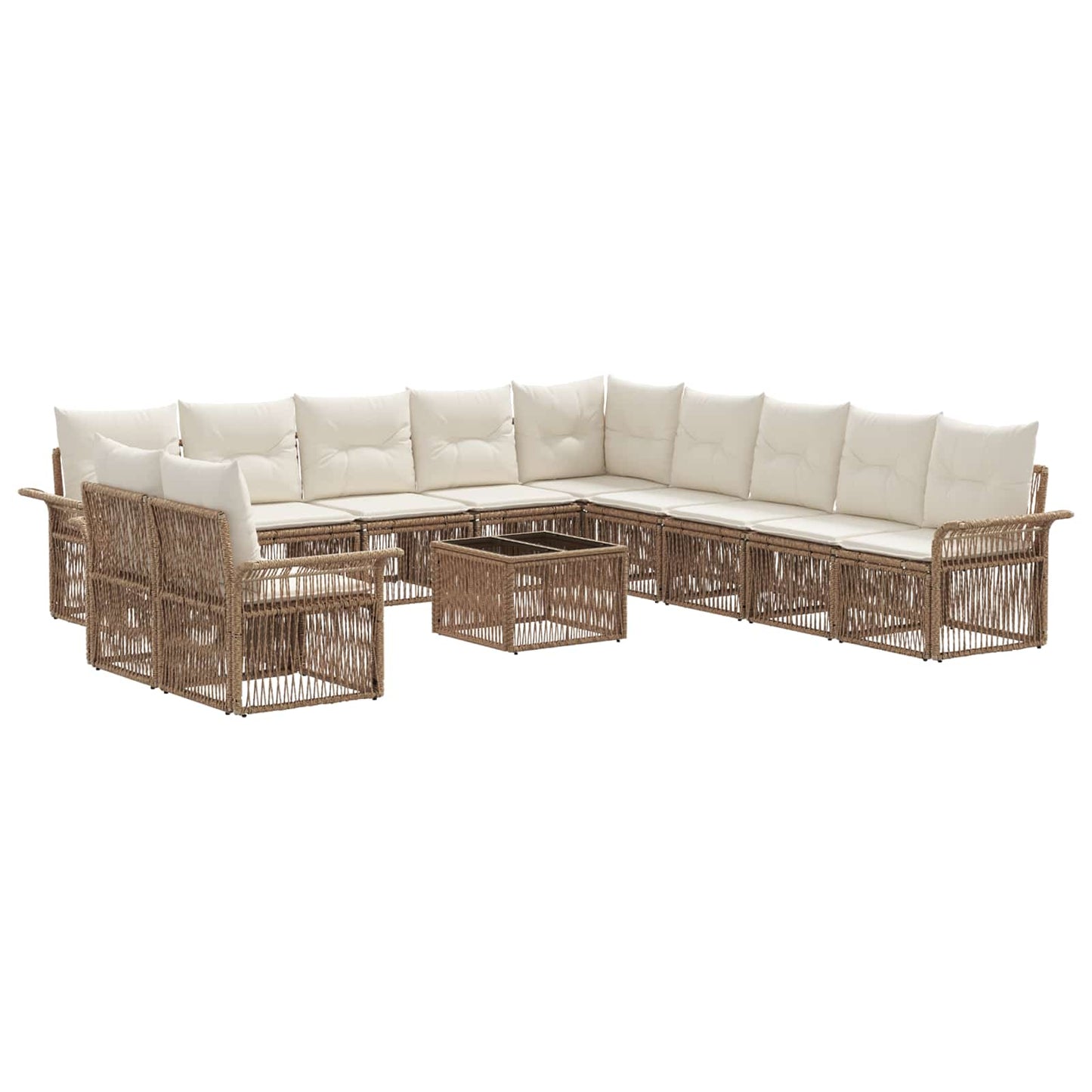 Tuinbankenset 12 pcs Beige poly rattan