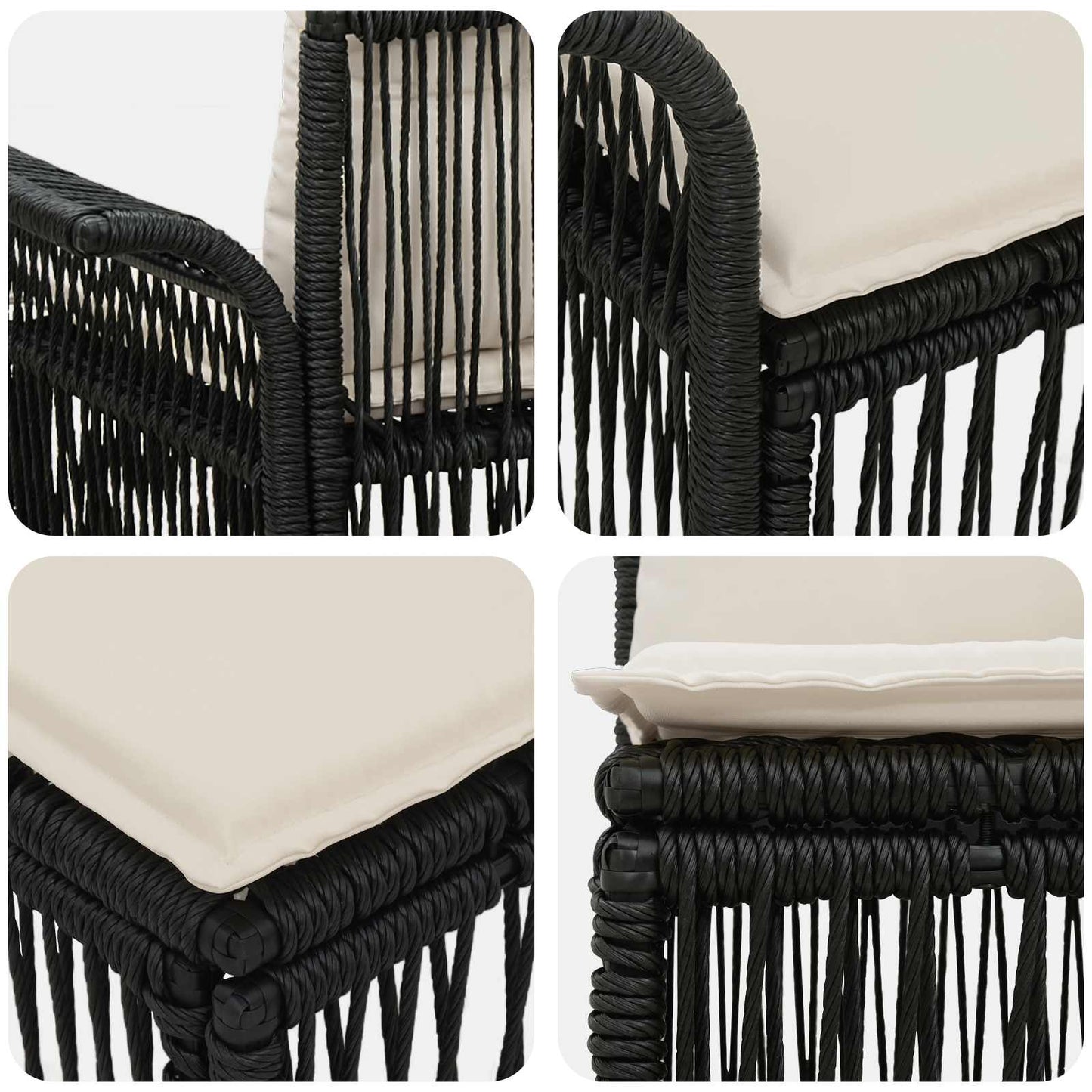 Tuinbankenset 7 st 7-Aantal zitplaatsen Zwart poly rattan