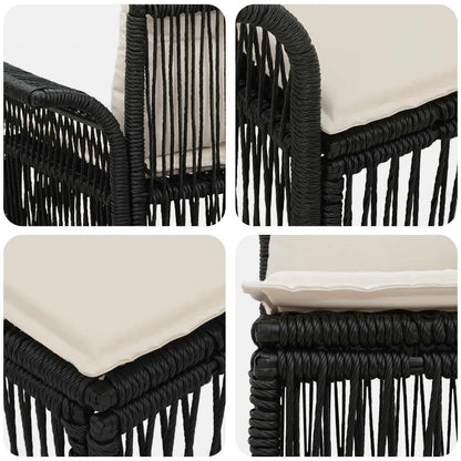 Tuinbankenset 7 st 7-Aantal zitplaatsen Zwart poly rattan