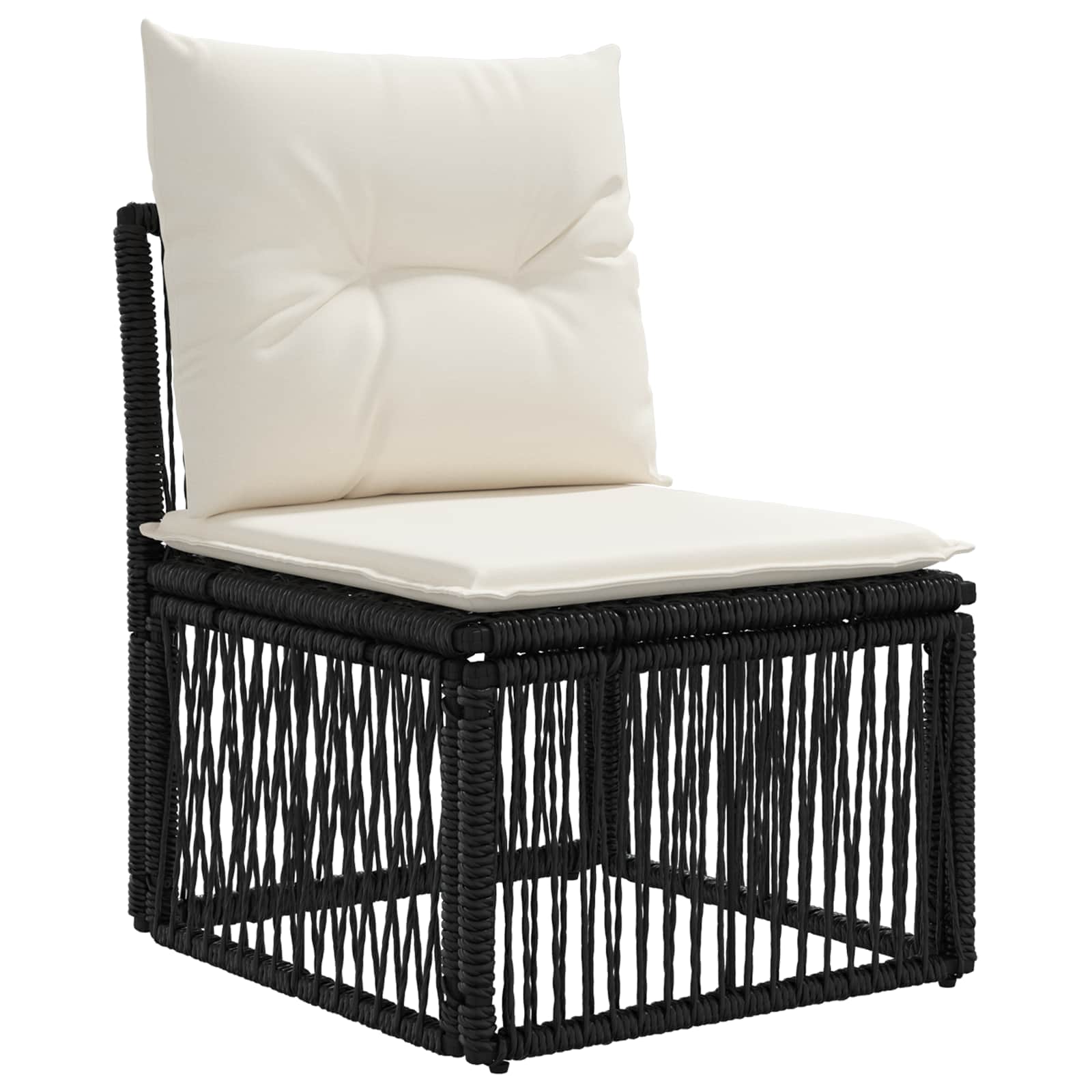 Tuinbankenset 7 st 7-Aantal zitplaatsen Zwart poly rattan