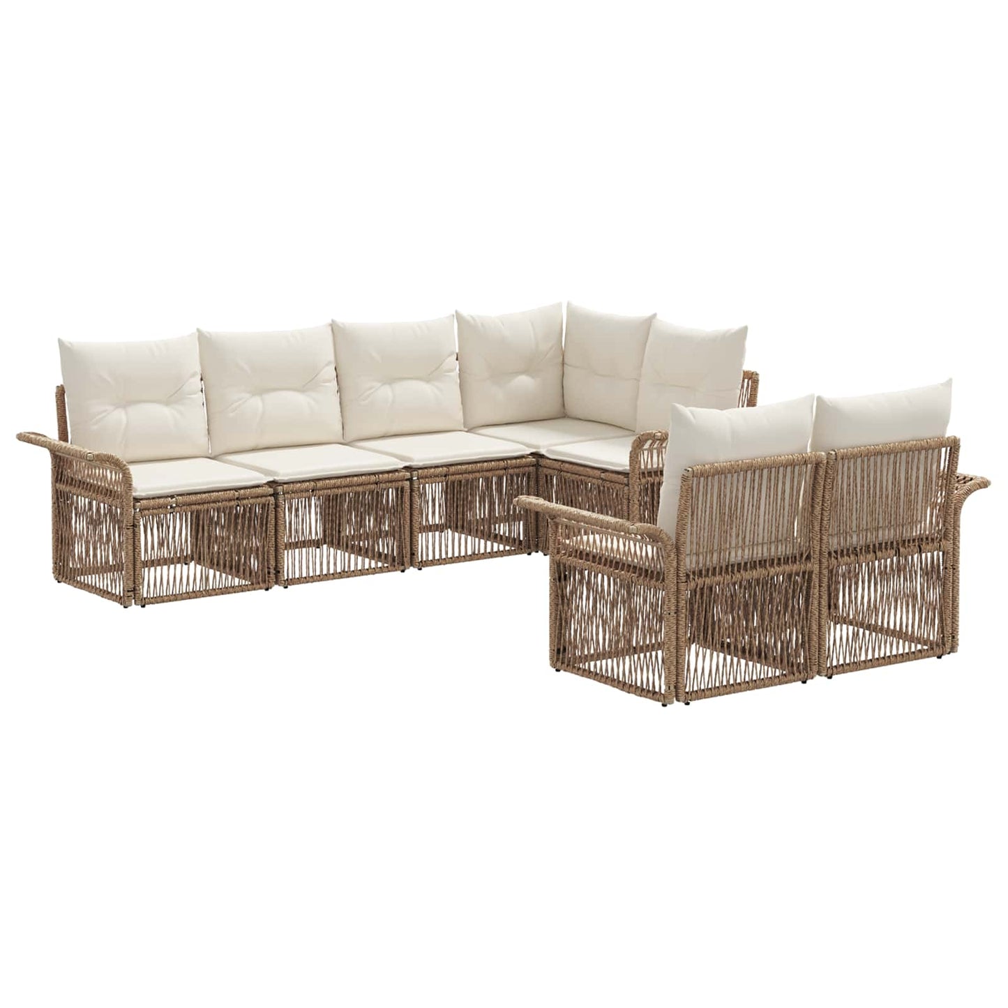 Tuinbankenset 7 st 7-Aantal zitplaatsen Beige poly rattan