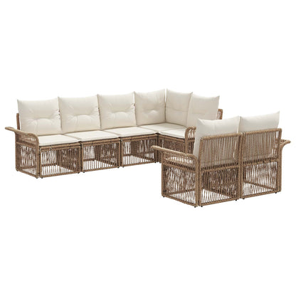 Tuinbankenset 7 st 7-Aantal zitplaatsen Beige poly rattan