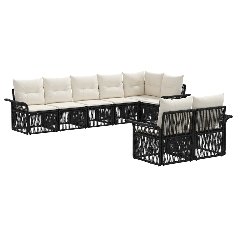 Tuinbankenset 8 pcs Zwart poly rattan