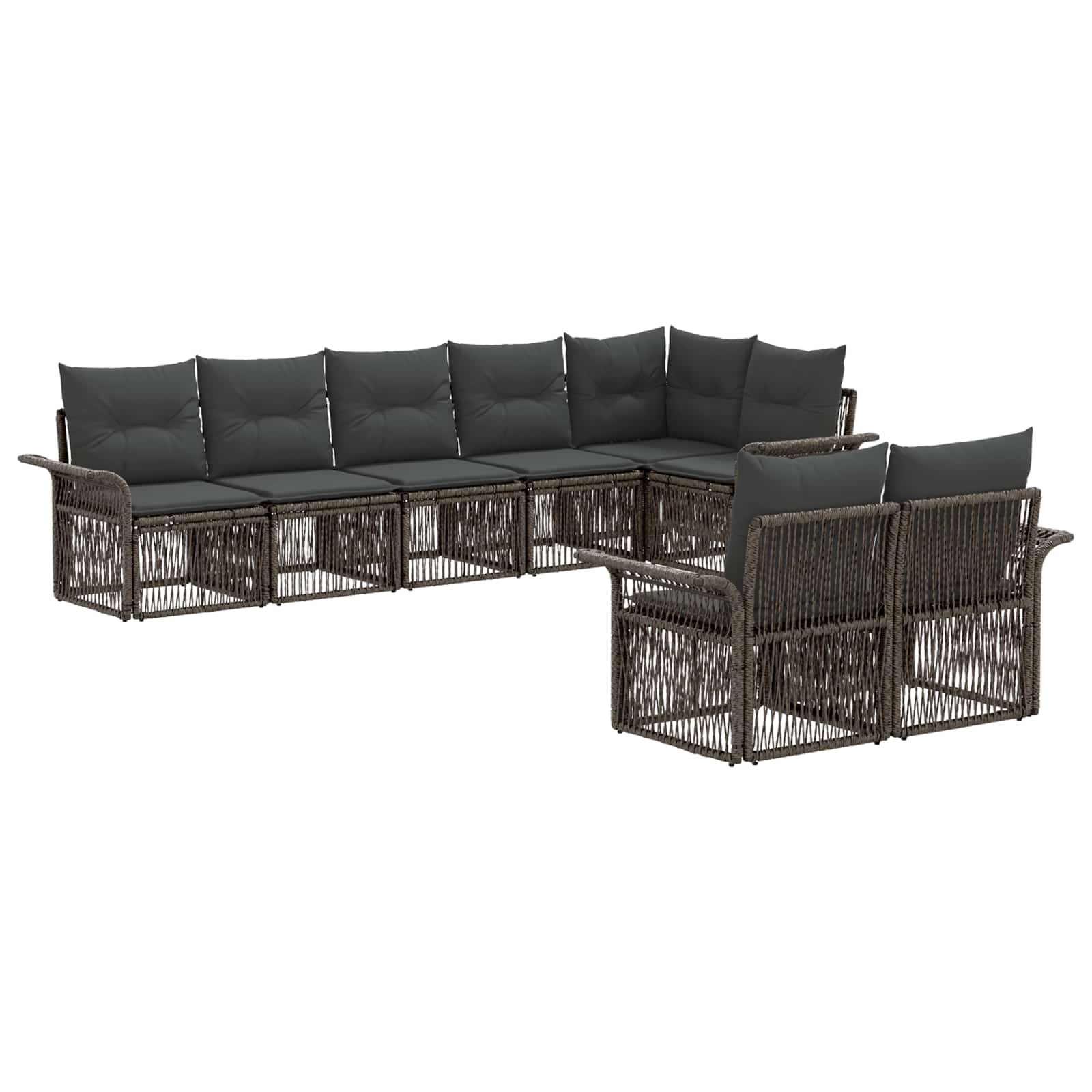 Tuinbankenset 8 pcs Grijs poly rattan