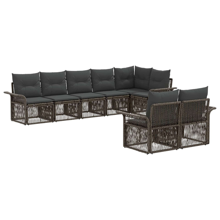 Tuinbankenset 8 pcs Grijs poly rattan