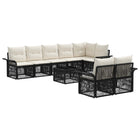 Garden Bench Set 9 pcs Black poly rattan