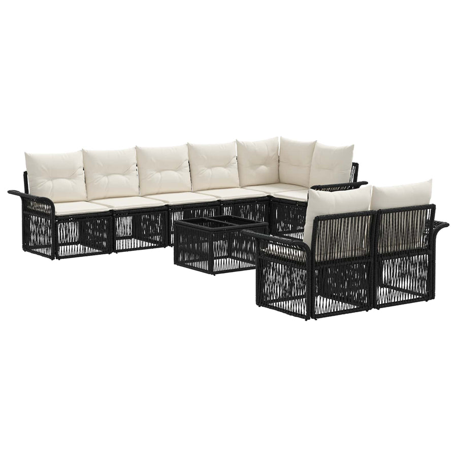 Tuinbankenset 9 pcs Zwart poly rattan