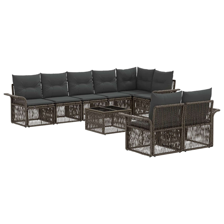 Tuinbankenset 9 pcs Grijs poly rattan