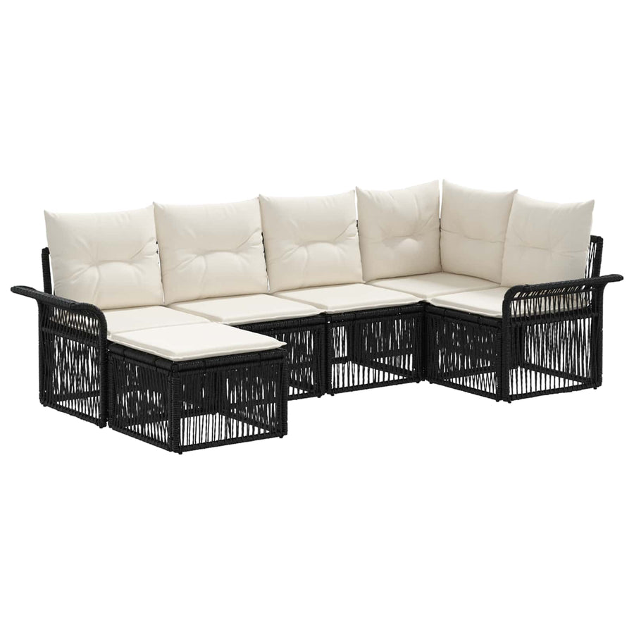 Tuinbankenset 6 pcs Zwart poly rattan