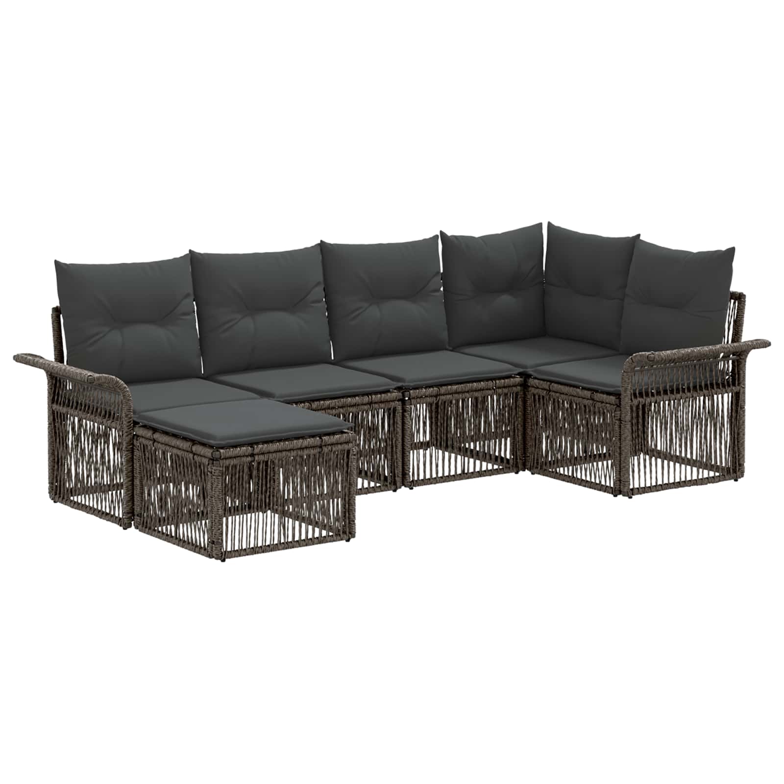 Tuinbankenset 6 pcs Grijs poly rattan