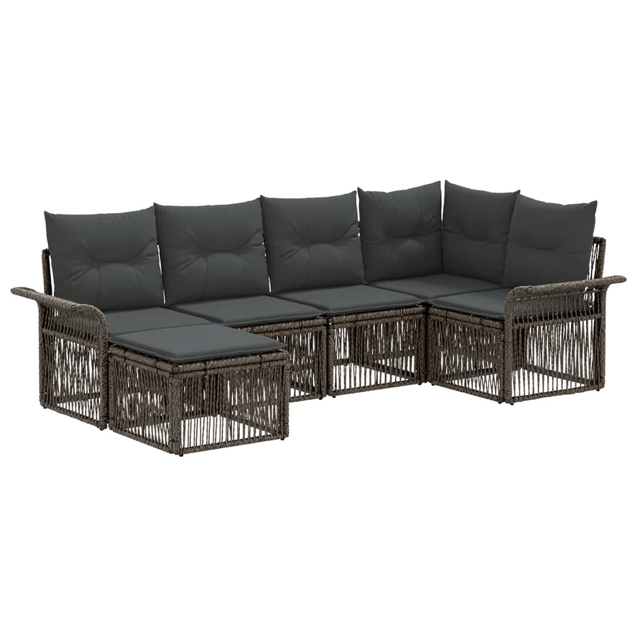 Tuinbankenset 6 pcs Grijs poly rattan