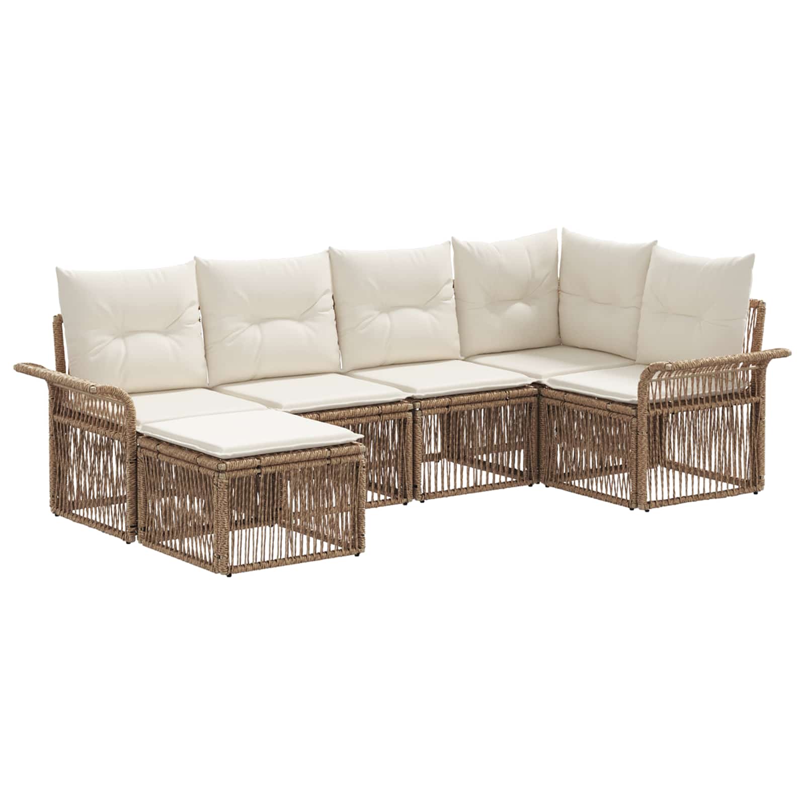 Tuinbankenset 6 pcs Beige poly rattan