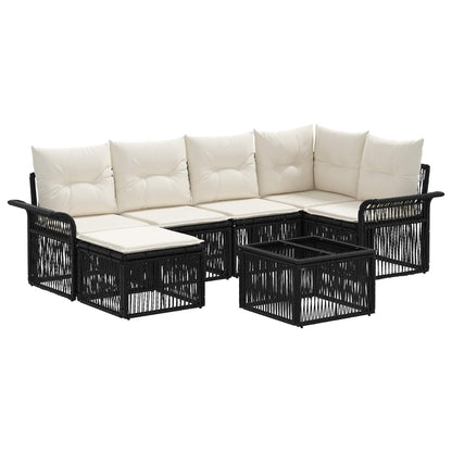 Tuinbankenset 7 pcs Zwart poly rattan