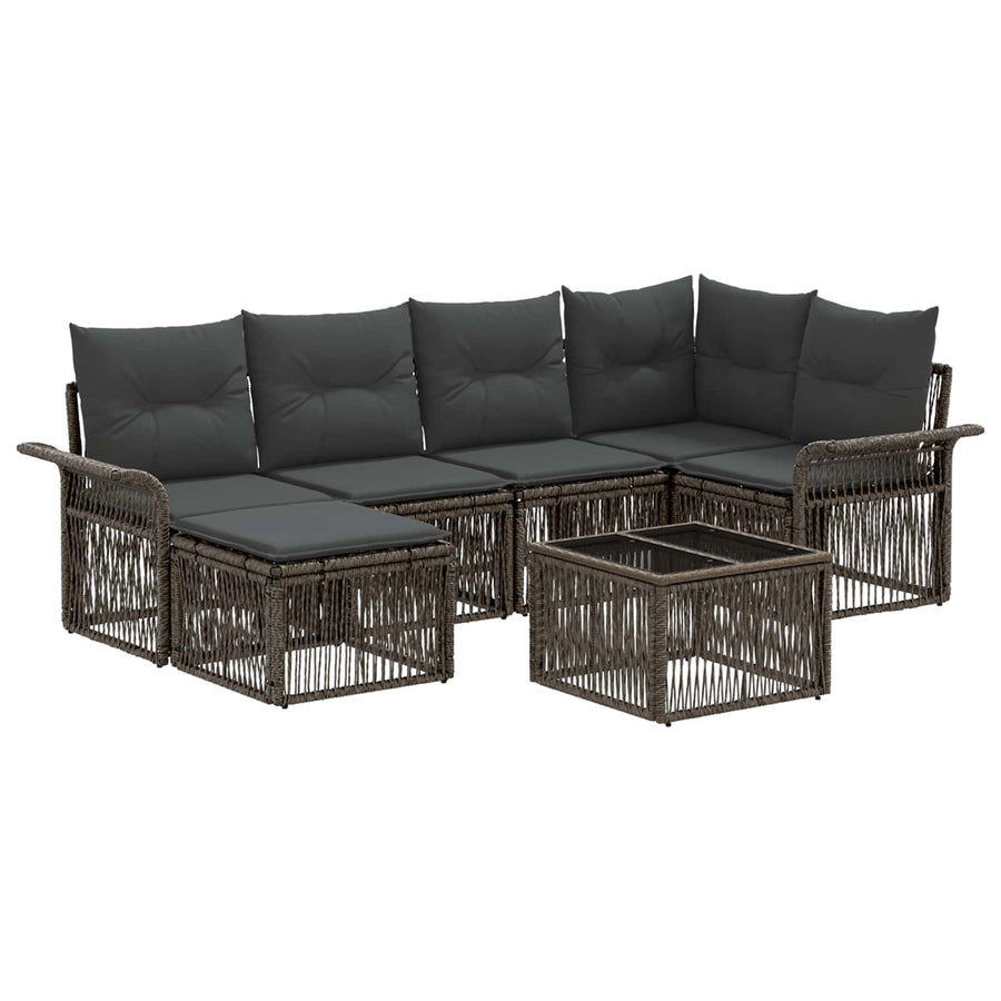 Tuinbankenset 7 pcs Grijs poly rattan