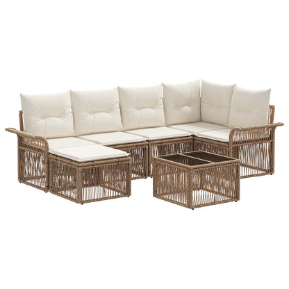 Tuinbankenset 7 pcs Beige poly rattan