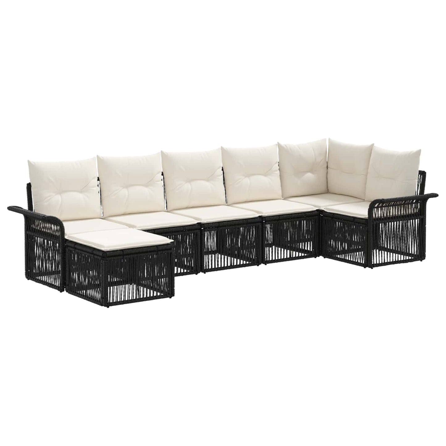 Tuinbankenset 7 pcs Zwart poly rattan